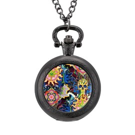 Psychedelic Skull Weed Alloy Clock Vintage Pocket Watch Cute Hang Watches Pendent Necklace