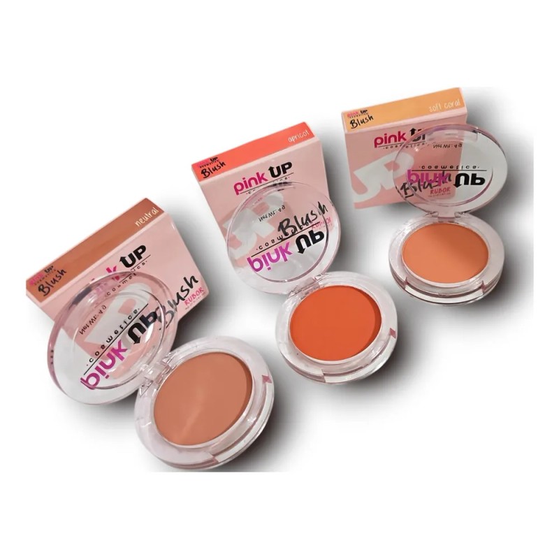 Rubor Trio Pink Up Cosmetics En Polvo Compacto Apricot Soft