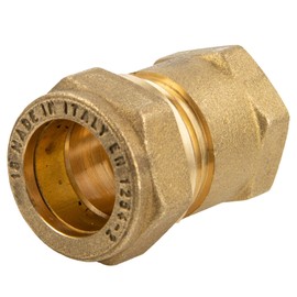 Tecuro Brass Compression Connector Female Screw with Brass Thread 22 mm x 3/4 Female