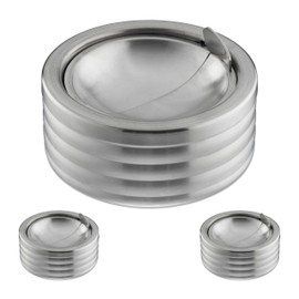 Relaxdays Wind Ashtray, Set of 3, Hinged Lid, Outdoor & Indoor, Stainless Steel, Round Ashtray, H x D: 7 x 11.5 cm, Silver