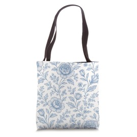 Blue Floral Cover Botanical Nature Inspired Home Decor Tote Bag