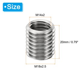 PATIKIL Thread Adapter Sleeve Reducer Nut M18 x 2.5 Male to M14 x 2 Female Repair Insert Nut Screw Reducer Stainless Steel Fastener 20 mm Pack of 4