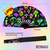 EOSAU UV Glow Large Rave Fan Folding Hand Fans for