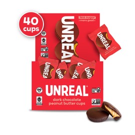 UNREAL Dark Chocolate Peanut Butter Cups (40 Individually Wrapped Cups) | Vegan, 5g Sugar | Gluten Free, Fair Trade, Non-GMO | .53oz each