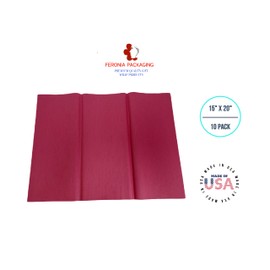 Cranberry Tissue Paper Squares, Bulk 10 Sheets, Premium Gift Wrap and Art Supplies for Birthdays, Holidays, or Presents by Feronia packaging, Large 15 Inch x 20 Inch Made in USA