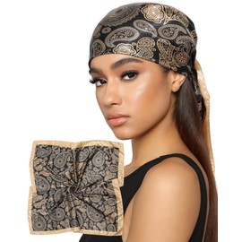 AWAYTR 35” Satin Head Scarf for Women Like Silk Scarf for Hair Scarf Satin Hair Bandana Women Headscarf Hair Wrap Scarf Neck (Black)