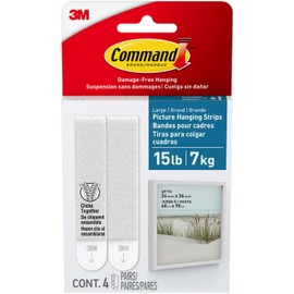 Command 15 lb Bath Water Resistant Large Picture Hanging Strips 4 Pairs (8 Strips), Damage-Free Hanging Picture Hangers, No Tools Wall Hanger for Christmas Decorations