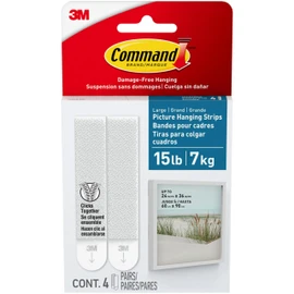Command 15 lb Bath Water Resistant Large Picture Hanging Strips 4 Pairs (8 Strips), Damage-Free Hanging Picture Hangers, No Tools Wall Hanger for Christmas Decorations