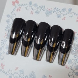 Metal Dual Line Handmade Nail Tips - Oval XL / 메탈 듀얼라인 수제네일팁 - 오벌XL
