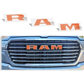 RAM Grille Emblem Overlay Decal Stickers 2025-2026 Ram 1500 (Color: Reflective Orange)