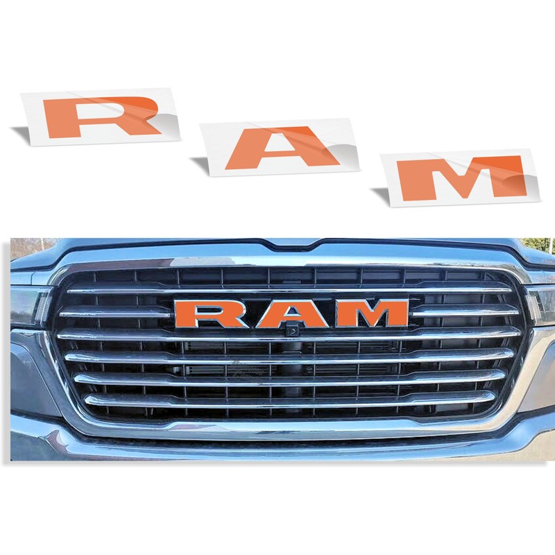 RAM Grille Emblem Overlay Decal Stickers 2025-2026 Ram 1500 (Color: