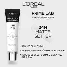 Loreal Paris Primer Pre Base Prime Lab 24h Matte Setter Transparente