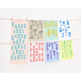 Kosugizen Face Towels, Print Scandinavian Style, 13.4 x 31.5 inches (34 x 80 cm), Set of 7, Thin Type, Large Capacity