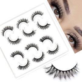 Miss Kiss 6 Pairs Lashes Cat Eye Natural Look Lash Soft Fluffy Faux Mink Eyelashes Wispy Manga Russian C Curl Eye Lash 3D False Lashes Strip 13 MM
