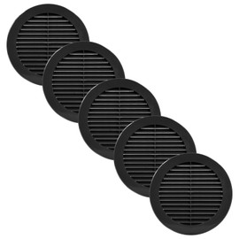 Vent Systems 6'' Inch - Pack of 5 - Black Soffit Vent Cover - Round Intake or Exhaust Air Vent Louver with Screen Mesh - Air Supply HVAC Ventilation for Bathroom, Home Office, Kitchen