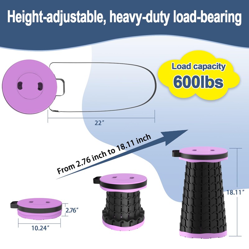 Upgraded Telescoping Stool Collapsible Stool with Seat Cushion & Bag,