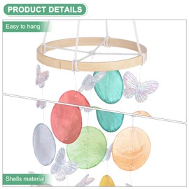 M METERXITY Shell Wind Chime for Outside, Butterfly Seashell Wind Chime Sea Glass Shell Wind Chime for Outside/Patio/Garden/Porch Decor, Handcrafted Wind Chime [Colorful]