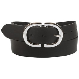 fashionchimp Basic Women's Belt Made of 100% Genuine Leather, Leather Belt with Elegant Double Buckle, Width Approx. 3.3 cm, Made in Germany, Black-montana
