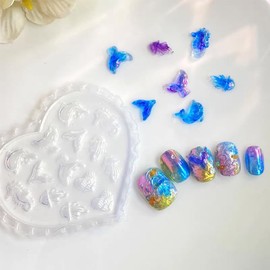 Sea Nail Mold Mini Size Silicone Mold Ocean Themed Jellyfish Whale Mermaid Seahorse Carving Template Resin Mould for Jewelry Making Embossed Stencils