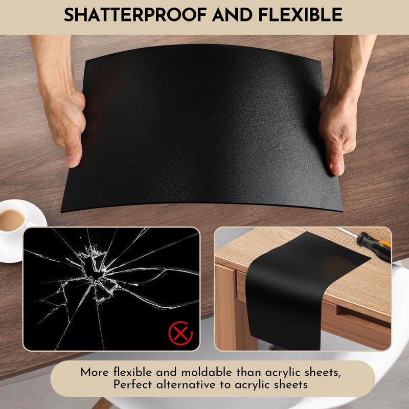 3 Pack Black ABS Plastic Sheet 8” x 12” x