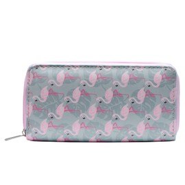 DonDon Ladies and Girls Purse Wallet with Zip Fastener Flamingos