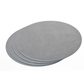 Nikalaz Round Placemats Set (Pack of 4) Recycled Leather Table Mats 15 inches, Kitchen Dining Table Decor by Nikalaz (Dirty Grey)