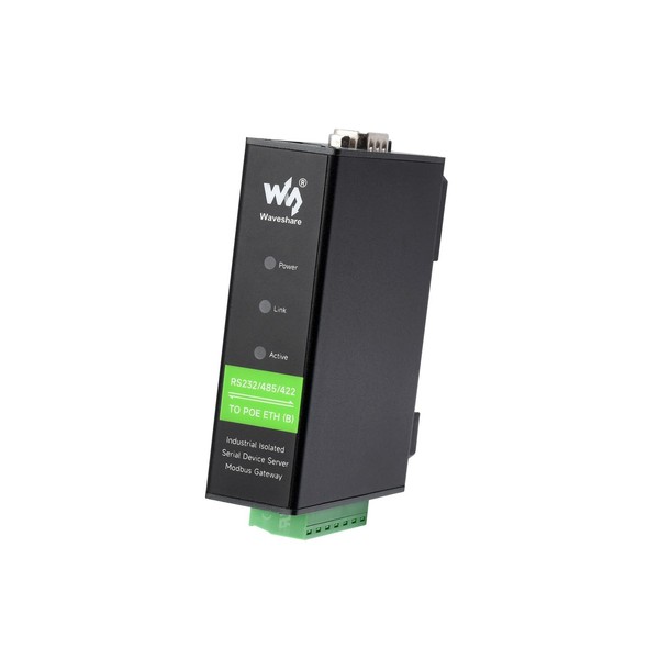 Waveshare Rail-Mount Serial Server RS232/485/422 to RJ45 Ethernet Module POE