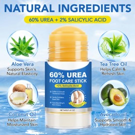 60% Urea Cream with 2% Salicylic Acid, Maximum Strength Urea Foot Cream for Dry, Cracked Feet and Heels, Urea Foot Care Stick for Callus Removal, Rapidly Softens Rough Skin(60g)