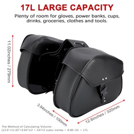 Dream Apparel Faux Leather Motorcycle Saddle Bags Throw Over Saddlebags, PVC Motorcycle Side Bags for Honda Shadow Sportster Softail Dyna V-star (Black)