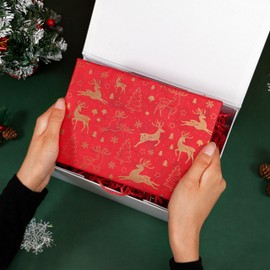 80 Sheets 20 x20 inch Christmas Tissue Paper for Gift Bags - Gold Gift Tissue Paper for Xmas Presents & Winter Celebrations