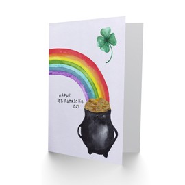 Artery8 St. Patrick's Day Card Quirky Rainbow Pot of Gold Blank For Him Or Her Art Greeting Card