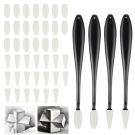 Sponge Eraser Pen, Set of 4 Sponge Paper Wiper Set with 40 Replacement Sponge Heads, Painting Paper, Eraser Pens, Special High Gloss Detail Eraser Pens for Art Students and Painters, Drawing