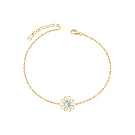 Daisy Moonstone Anklet for Women 925 Sterling Silver Anklet Bracelet Chain Anklets Jewelry Gifts for Girls