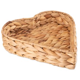 Decorasian Heart Basket Tray in Heart Shape Braided from Seagrass - Water Hyacinth 26 cm - Heart Bowl