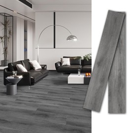 MULGREAT Peel and Stick Floor Tile, Self Adhesive Waterproof Vinyl Plank Flooring, DIY Renter Friendly Anti Slip Planks for Office Bedroom, Grey Oak-36"x6"-12Pieces