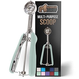 Gorilla Grip Premium Stainless Steel, Spring-Loaded Scoop for Fruit, Cookie and Ice Cream, Easy Squeeze and Clean Release, Comfortable Handle, Small, 1 TBSP Scooper Size 60, Uniform Portions, Mint