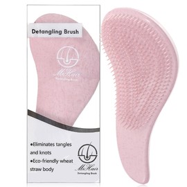 MiHair Detangling Hair Brush, Eco-friendly Wheat Straw body with soft bristles, Detangler Brush for all Hair Types, Hair Brush for Adults & Kids | Quick, Effortless and Painless Hair Detangling, Promotes Healthy Hair (Pink)