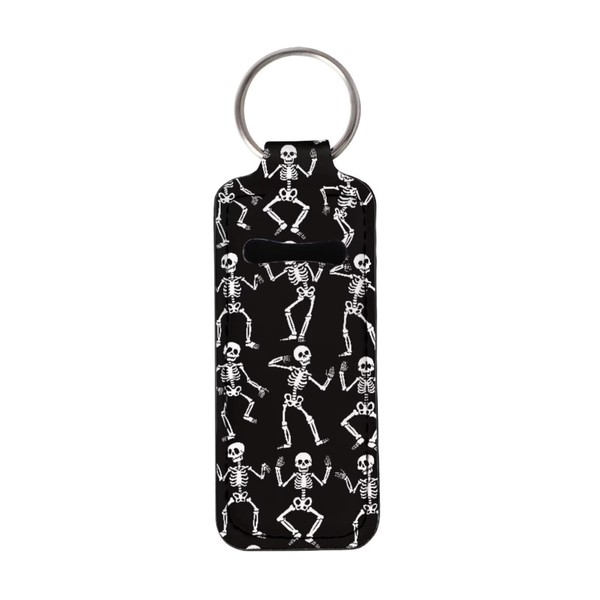 SEANATIVE Goth Lipstick Keychain Holder for Women Dancing Skull Chapstick