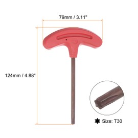 sourcing map Torx Screwdriver T30 S2 Steel T Handle Star Key Wrench for CNC Lather Tool Holder Pack of 2