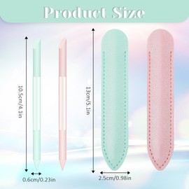 2 PCS Glass Cuticle Pusher with Leather Case, Dual-Ended Cuticle Sticks, Crystal Cuticle Pusher Glass File, Cuticle Pusher Tool for Nails and Cuticles Care
