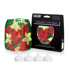 MODGY Luminary Lanterns Candle Holder Decorative Indoor Outdoor Decor, Lanterns for Wedding Centerpiece Decoration Outside Patio 4-Pack, with Flameless Floating LED Candles OnPoint