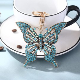 Butterfly Rhinestone Keyring, Sparkling Alloy Charm Keyring, lightblue, l