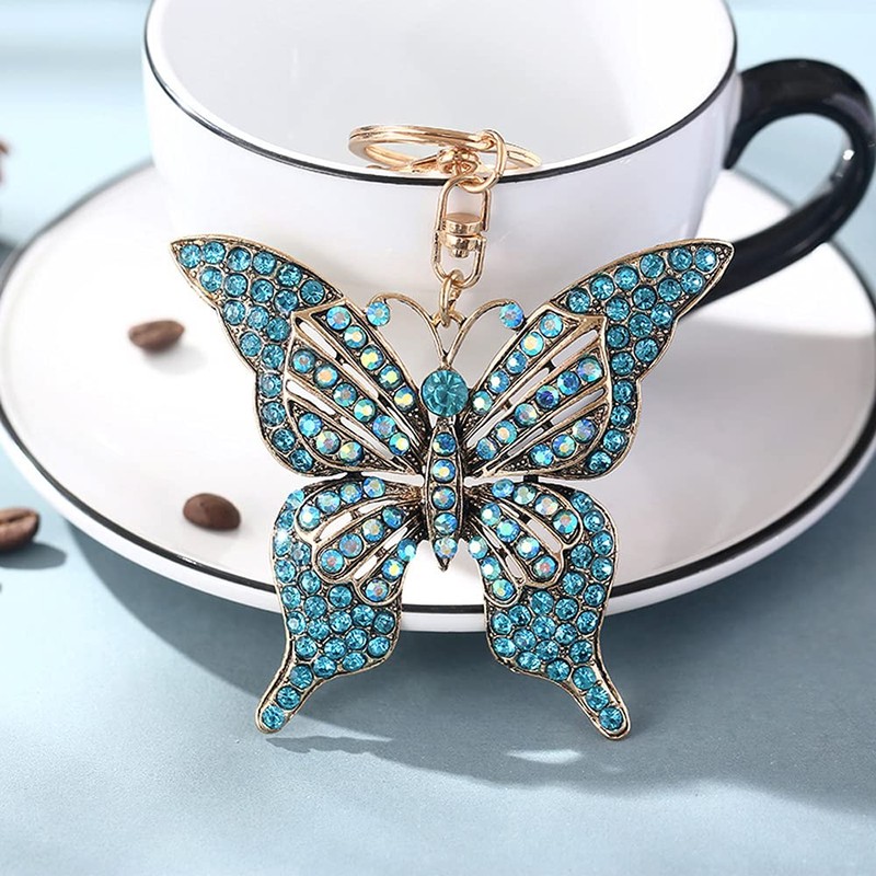 Butterfly Rhinestone Keyring, Sparkling Alloy Charm Keyring, lightblue, l