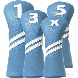 Golf Club Head Covers for Fairway Woods Driver Hybrids, 4pcs Premium PU Leather Women Golf Headcovers Set with No.Tags1 3 5 X.