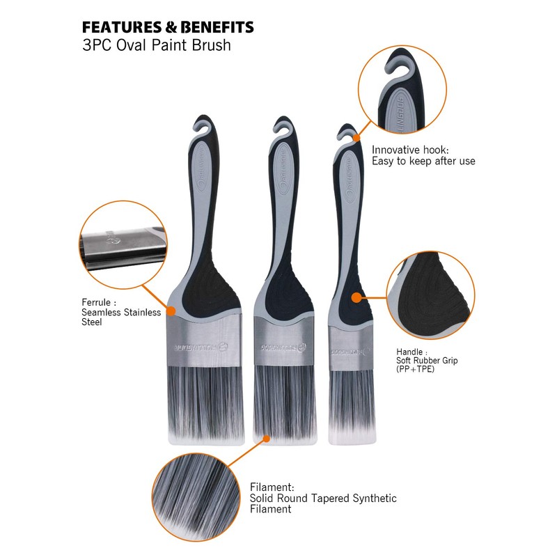 ROLLINGDOG Oval Cutting Brush Set, 1.5", 2", 2.5" for Window
