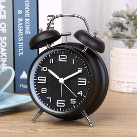 KELAOTE Analog Alarm Clock,4 inches Twin Bell Alarm Clock with Night Light,Battery Operated, Loud Alarm Clock for Heavy Sleepers