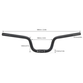 Rest Handlebar Aluminum Alloy Bike Swallow Handlebar Bike Riser Handlebar for Brompton Black (120mm / 4.7in)