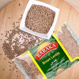 Baraka Dry Brown Lentils for Cooking | Dried All Natural Gluten-Free Quick Cook Lentils, No Preservatives, No Additives, Fiber-Rich Food for Dips, Soups, Pasta, High Protein Vegan Diet (2lb Bag)