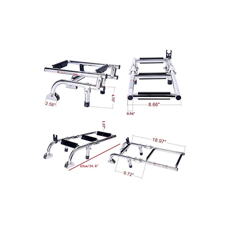 Amarine-made Marine Boat Foldable Stainless Steel 3 Steps Ladders Stern