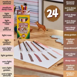 Crayola Colors of the World Colored Pencil Set (24ct), Skin Tone Colored Pencils for Kids, Coloring Book Pencils, Gifts for Kids